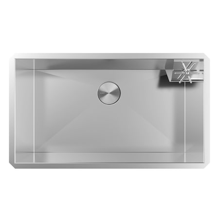 Ruvati Glass Rinser and Sink Combo 30 in. Undermount 16 Gauge SS Rounded Corners Kitchen Sink Single Bowl RVH7533